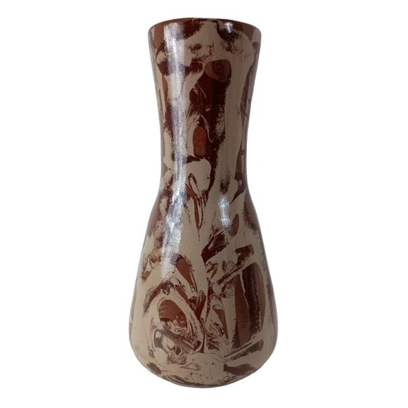 Art Pottery Swirled Marbled Vase 11" Vintage - Picture 1 of 7